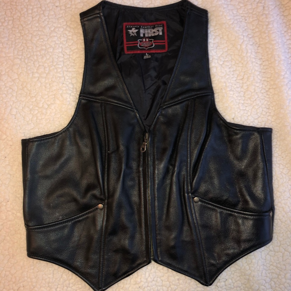 Womens Leather Motorcycle Biker Vest